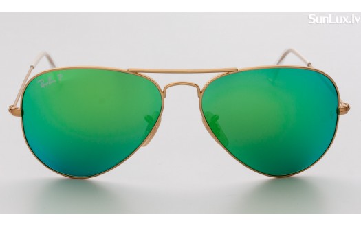 Ray-Ban Aviator Green Flash Lenses Polarised (RB3025 112/P9 58mm) saules brilles